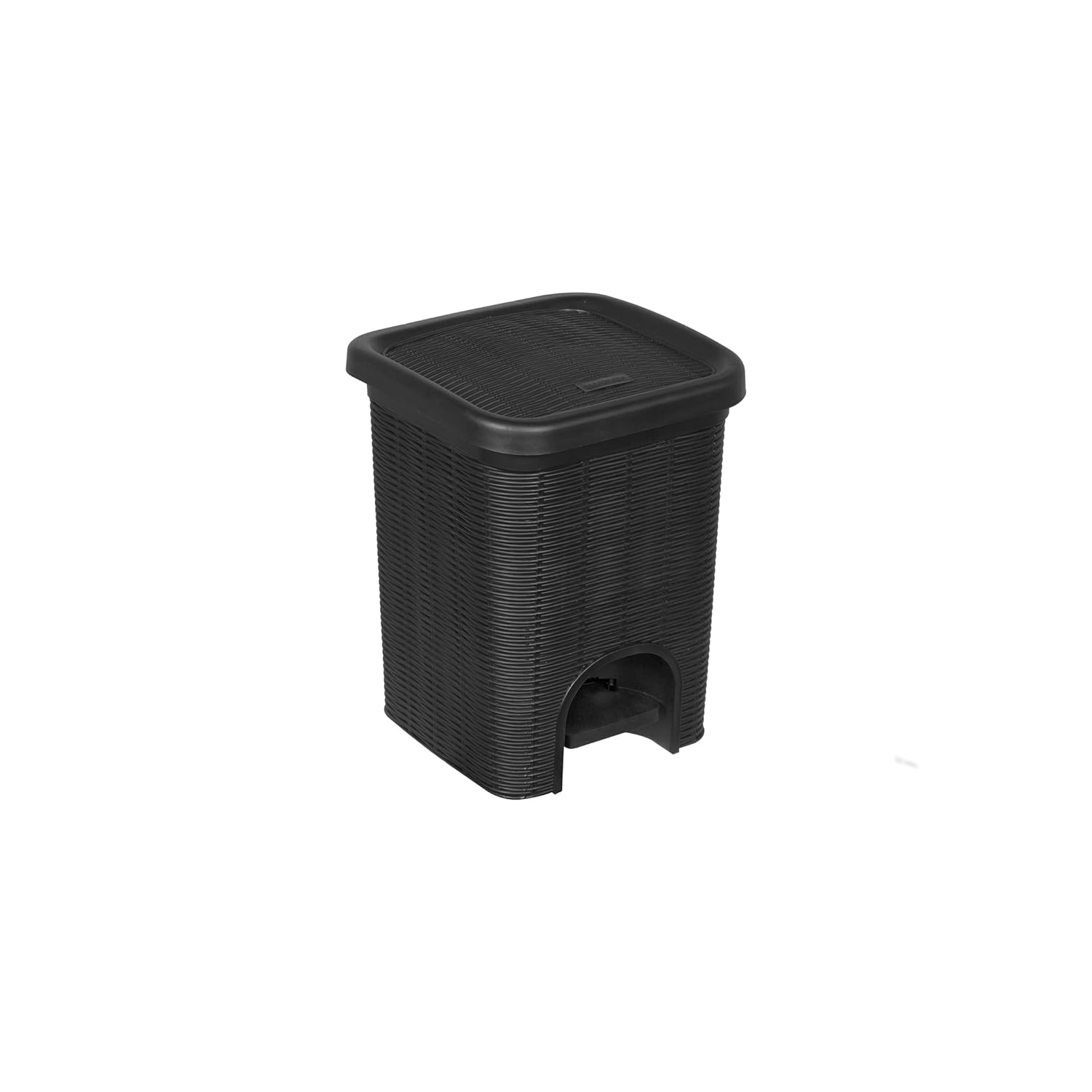 PARASNATH Rattan Design (Black Colour) Pedal Dustbin 11Litre Modern Light-weight Dustbin for Home and Office Black Colour - Made In India - Size 10 inchX10 inchX13 inch - PARASNATH