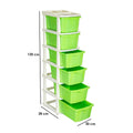 PARASNATH Boxo 6 Layer (Green) Multi-Purpose Modular Drawer Storage System for Home and Office with Trolley Wheels and Anti-Slip Shoes - PARASNATH
