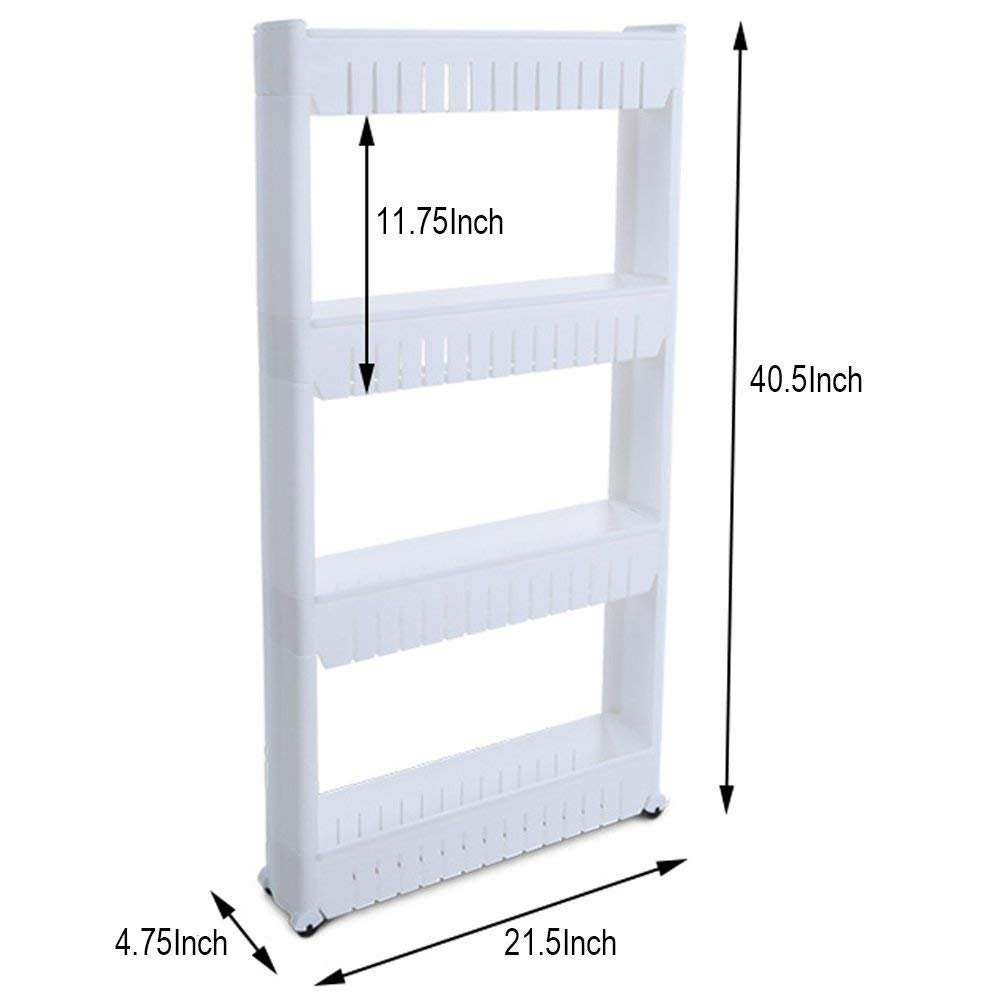 Parasnath 4 Tier Slim Rolling Cart Kitchen Storage Organiser Rack Holder with Wheel - PARASNATH