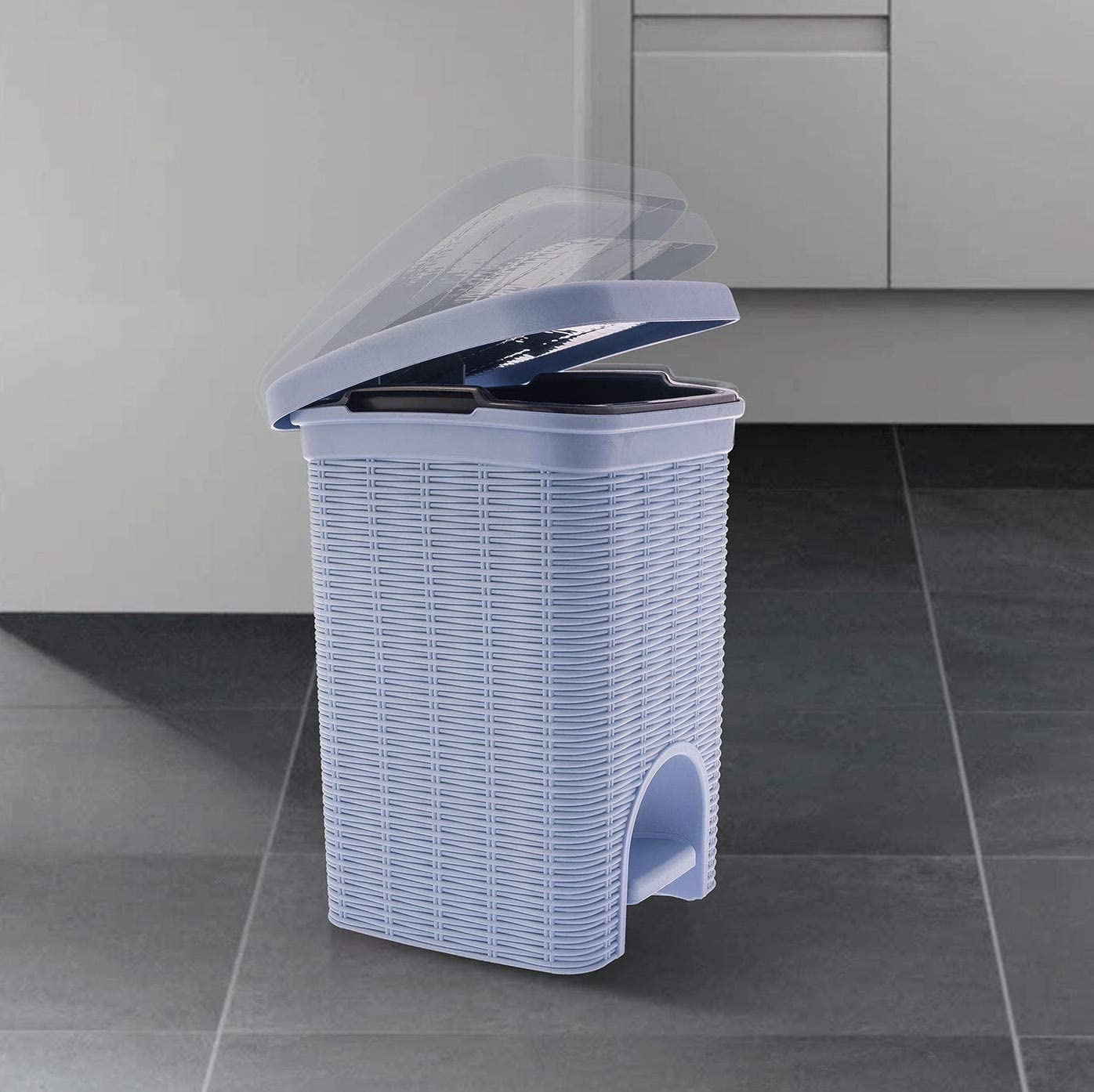 PARASNATH Rattan Design (Purple Colour) Pedal Dustbin 7Litre Modern Light-weight Dustbin for Home and Office Purple Colour - Made In India - Small Size 8 inchX8 inchX11 inch - PARASNATH