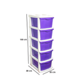 Boxo 5 Layer (Purple) Multi-Purpose Modular Drawer Storage System for Home and Office with Trolley Wheels and Anti-Slip Shoes - PARASNATH