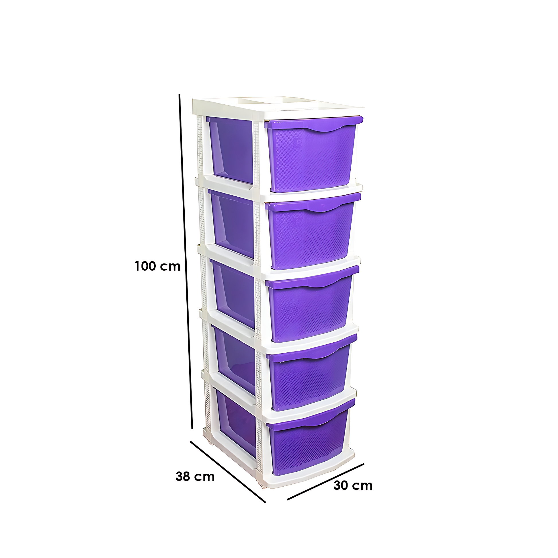 Boxo 5 Layer (Purple) Multi-Purpose Modular Drawer Storage System for Home and Office with Trolley Wheels and Anti-Slip Shoes - PARASNATH