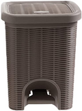 PARASNATH Rattan Design (Brown Colour) Pedal Dustbin 11Litre Modern Light-weight Dustbin for Home and Office Brown Colour - Made In India - Size 10 inchX10 inchX13 inch - PARASNATH