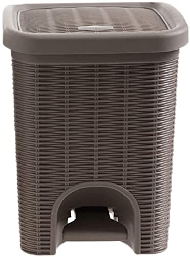 PARASNATH Rattan Design (Brown Colour) Pedal Dustbin 11Litre Modern Light-weight Dustbin for Home and Office Brown Colour - Made In India - Size 10 inchX10 inchX13 inch - PARASNATH