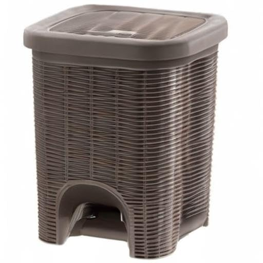 PARASNATH Rattan Design (Brown Colour) Pedal Dustbin 11Litre Modern Light-weight Dustbin for Home and Office Brown Colour - Made In India - Size 10 inchX10 inchX13 inch - PARASNATH