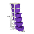 PARASNATH Boxo 6 Layer (Purple) Multi-Purpose Modular Drawer Storage System for Home and Office with Trolley Wheels and Anti-Slip Shoes - PARASNATH