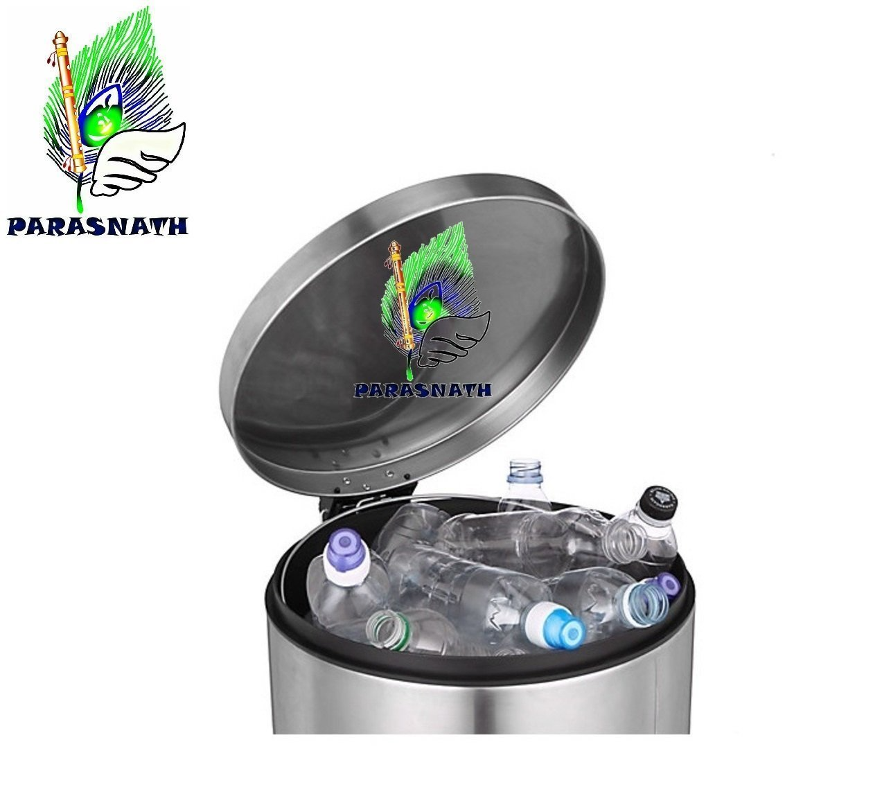 Parasnath Stainless Steel Plain Pedal Dustbin With Plastic Bucket (10''X15''- 11 Liter) - PARASNATH