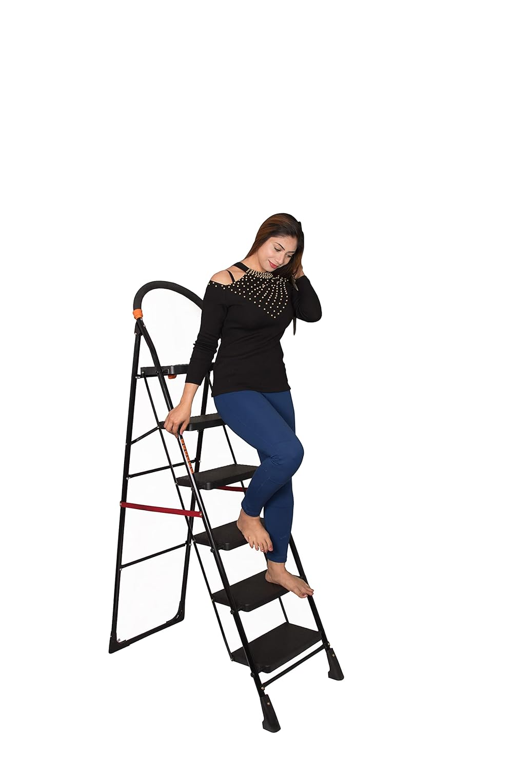 PARASNATH Black Diamond Heavy Folding Ladder With Wide Steps 6 Steps 6.2 Ft - PARASNATH