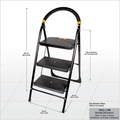 Parasnath Black Diamond Heavy Folding Ladder With Wide Steps 3 Steps 3.1 Ft Ladder - PARASNATH