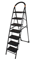 Parasnath 7-Step Black Diamond Folding Ladder with wide anti-slip steps, sturdy steel