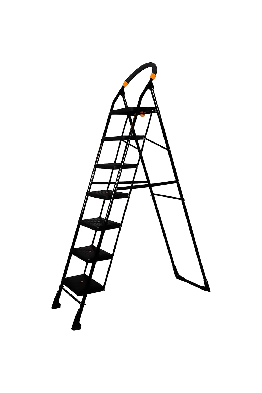 Parasnath 7-Step Black Diamond Folding Ladder with wide anti-slip steps, sturdy steel