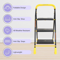 Parasnath 3 Step Yellow Diamond Mild Steel Foldable Ladder for Home - Wide Anti Skid Plastic Step Ladder for Extra Gripping (Yellow & Black Colour) 3.3 FT Ladder - Made in India - PARASNATH
