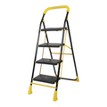 Parasnath 4 Step Yellow Diamond Mild Steel Foldable Ladder for Home - Wide Anti Skid Plastic Step Ladder for Extra Gripping 4.2 FT Ladder - Made in India - PARASNATH