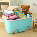 PARASNATH Rolling Storage Container Box (BluePink Colour)- 45 Litre Super Large With Wheels Size (59X39X30 cm) - PARASNATH