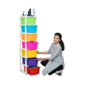 PARASNATH Boxo 7 Layer (Multicolour) Multi-Purpose Modular Drawer Storage System for Home and Office with Trolley Wheels and Anti-Slip Shoes - PARASNATH