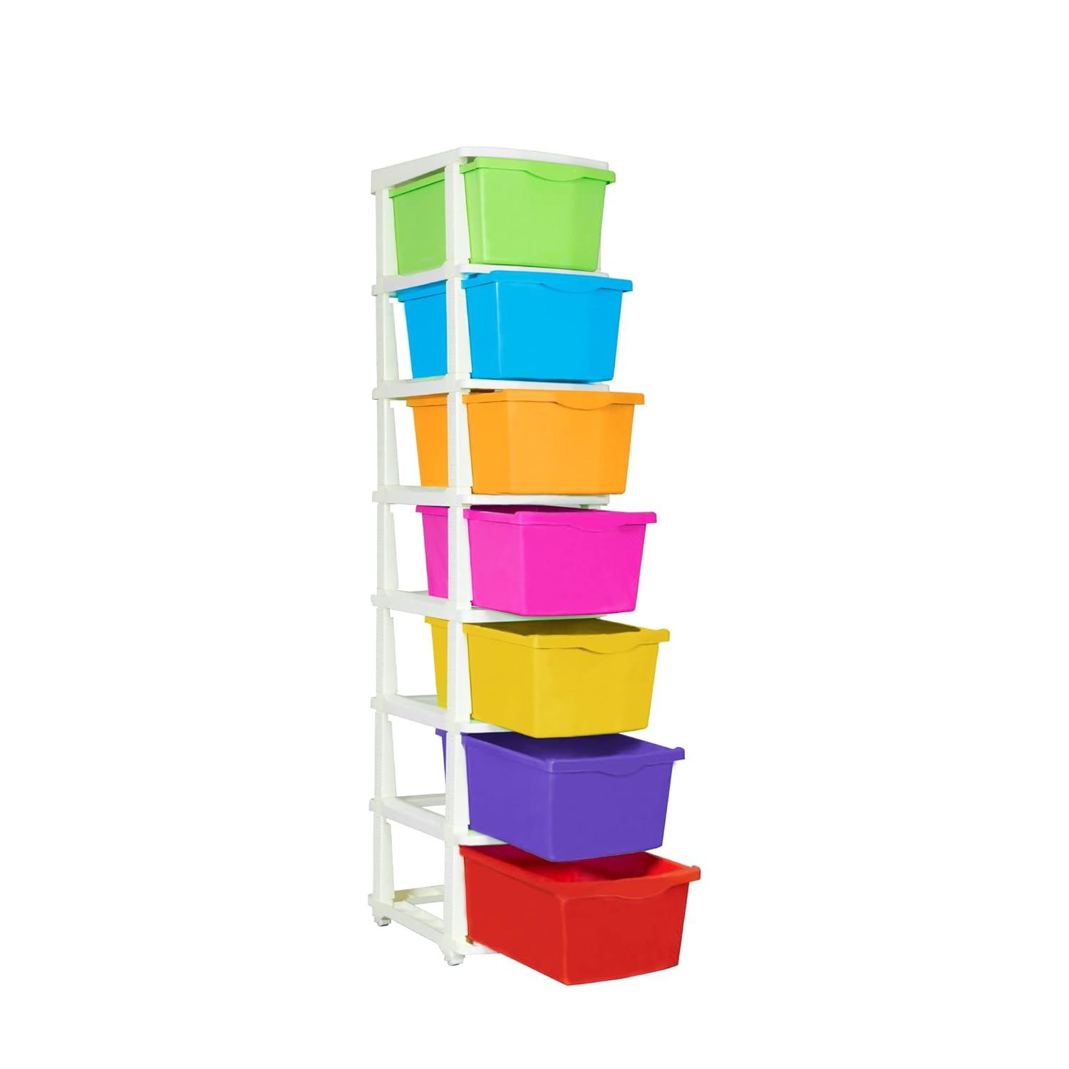 PARASNATH Boxo 7 Layer (Multicolour) Multi-Purpose Modular Drawer Storage System for Home and Office with Trolley Wheels and Anti-Slip Shoes - PARASNATH