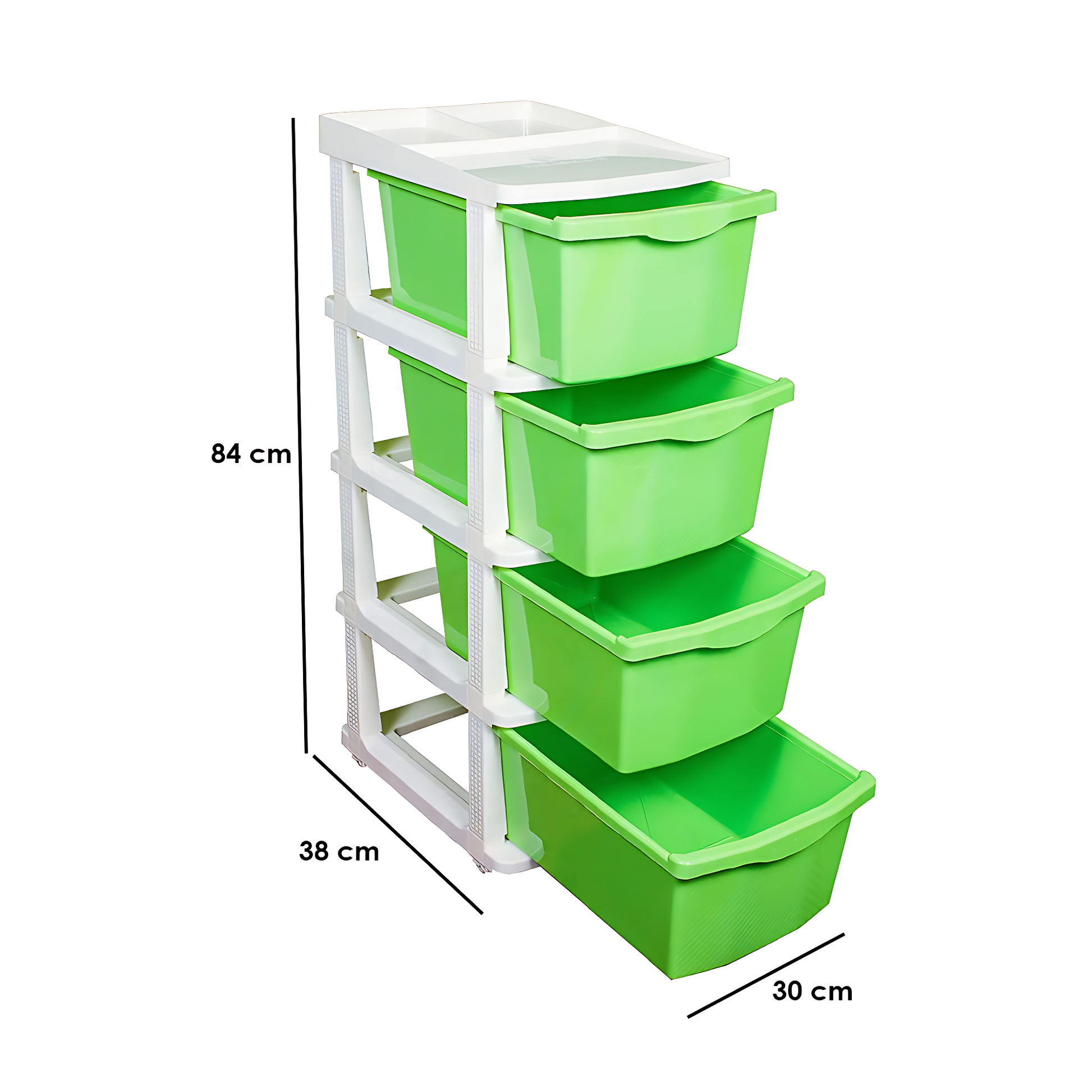PARASNATH Boxo 4 Layer (Green) Multi-Purpose Modular Drawer Storage System for Home and Office with Trolley Wheels and Anti-Slip Shoes - PARASNATH