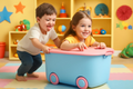PARASNATH Rolling Storage Container Box (BluePink Colour)- 25 Litre Large With Wheels Size (50X33X26 cm) - PARASNATH