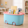 PARASNATH Rolling Storage Container Box (BluePink Colour)- 25 Litre Large With Wheels Size (50X33X26 cm) - PARASNATH