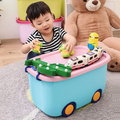 PARASNATH Rolling Storage Container Box (BluePink Colour)- 25 Litre Large With Wheels Size (50X33X26 cm) - PARASNATH