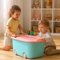 PARASNATH Rolling Storage Container Box (BluePink Colour)- 25 Litre Large With Wheels Size (50X33X26 cm) - PARASNATH