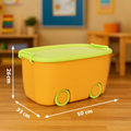 PARASNATH Rolling Storage Container Box (YellowGreen Colour)- 25 Litre Large With Wheels Size (50X33X26 cm) - PARASNATH