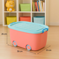 PARASNATH Rolling Storage Container Box (PinkBlue Colour)- 25 Litre Super Large With Wheels Size (50X33X26 cm) - PARASNATH