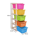 PARASNATH Boxo 5 Layer (Multicolour) Multi-Purpose Modular Drawer Storage System for Home and Office with Trolley Wheels and Anti-Slip Shoes - PARASNATH