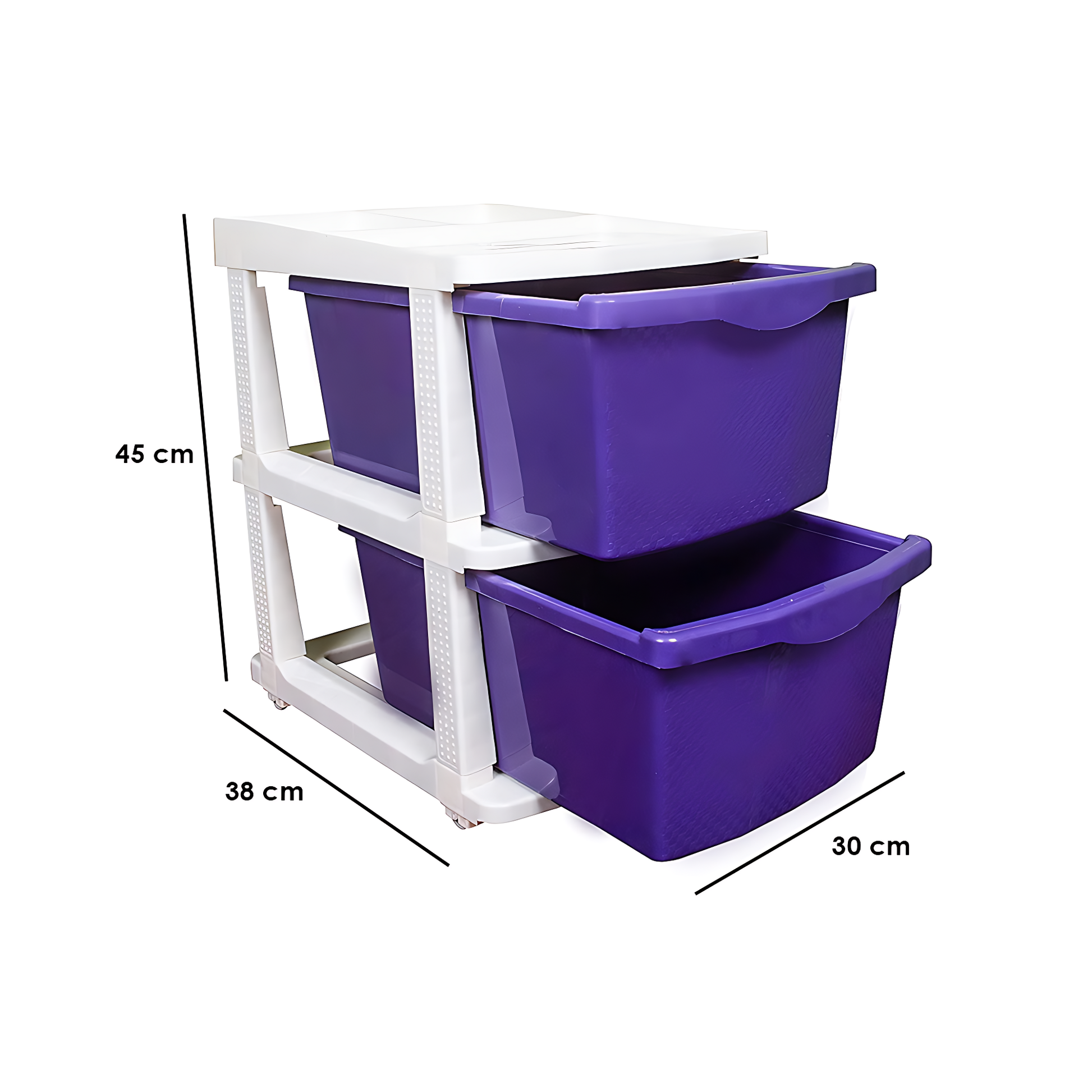 PARASNATH Boxo 2 Layer (Purple) Multi-Purpose Modular Drawer Storage System for Home and Office with Trolley Wheels and Anti-Slip Shoes - PARASNATH