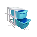 PARASNATH Boxo 2 Layer (Blue) Multi-Purpose Modular Drawer Storage System for Home and Office with Trolley Wheels and Anti-Slip Shoes - PARASNATH