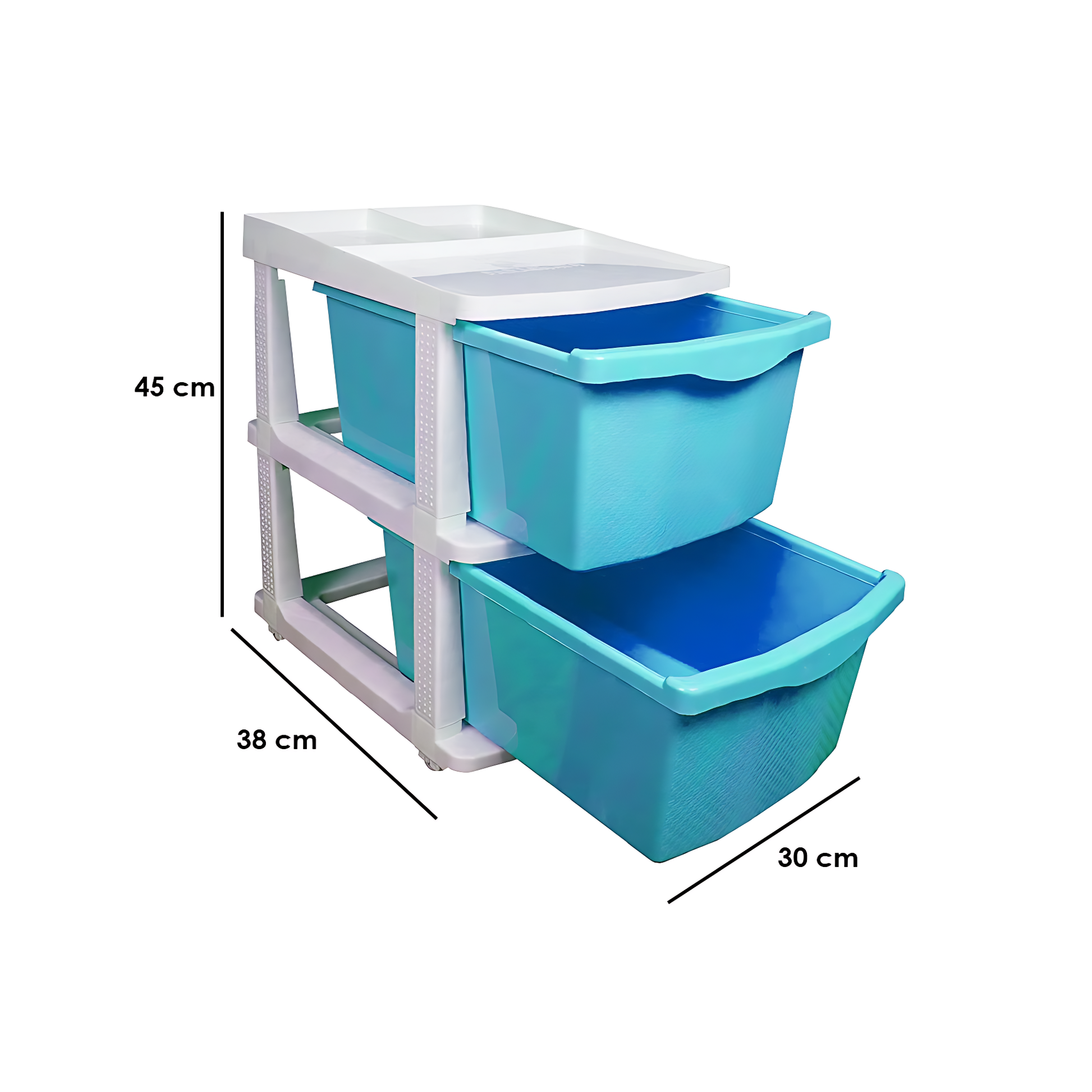 PARASNATH Boxo 2 Layer (Blue) Multi-Purpose Modular Drawer Storage System for Home and Office with Trolley Wheels and Anti-Slip Shoes - PARASNATH