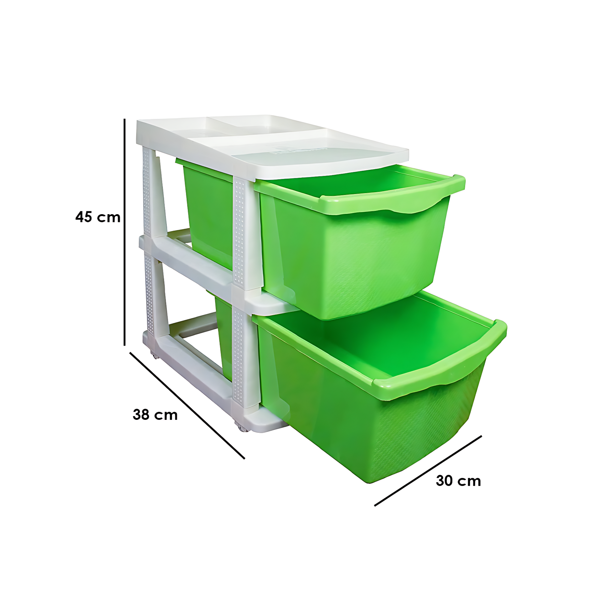 PARASNATH Boxo 2 Layer (Green) Multi-Purpose Modular Drawer Storage System for Home and Office with Trolley Wheels and Anti-Slip Shoes - PARASNATH