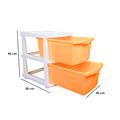 PARASNATH Boxo 2 Layer (Orange) Multi-Purpose Modular Drawer Storage System for Home and Office with Trolley Wheels and Anti-Slip Shoes - PARASNATH