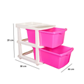 PARASNATH Boxo 2 Layer (Pink) Multi-Purpose Modular Drawer Storage System for Home and Office with Trolley Wheels and Anti-Slip Shoes - PARASNATH