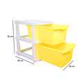 PARASNATH Boxo 2 Layer (Yellow) Multi-Purpose Modular Drawer Storage System for Home and Office with Trolley Wheels and Anti-Slip Shoes - PARASNATH