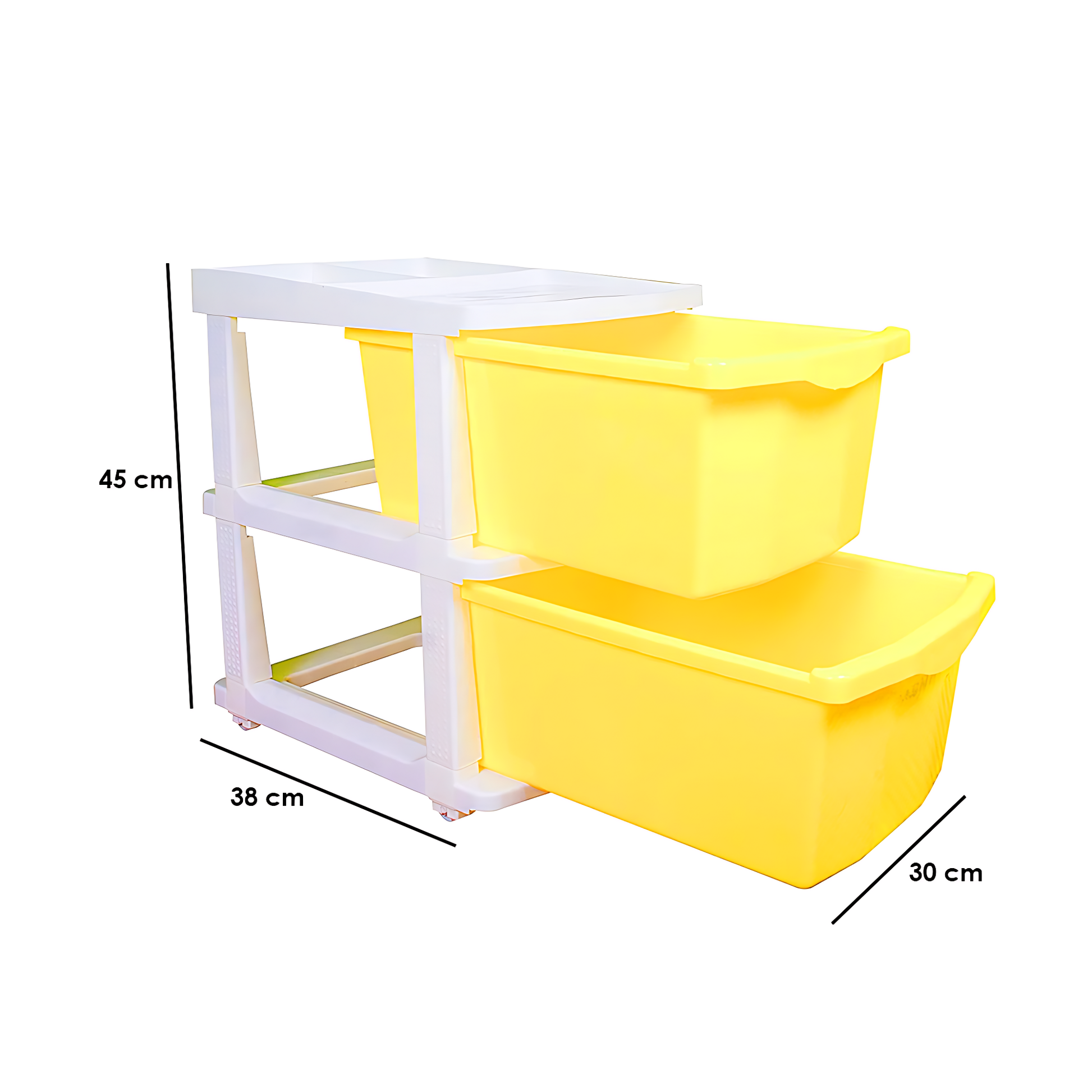 PARASNATH Boxo 2 Layer (Yellow) Multi-Purpose Modular Drawer Storage System for Home and Office with Trolley Wheels and Anti-Slip Shoes - PARASNATH