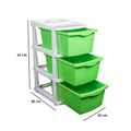 PARASNATH Boxo 3 Layer (Green) Multi-Purpose Modular Drawer Storage System for Home and Office with Trolley Wheels and Anti-Slip Shoes - PARASNATH