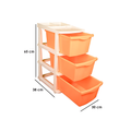 PARASNATH Boxo 3 Layer (Orange) Multi-Purpose Modular Drawer Storage System for Home and Office with Trolley Wheels and Anti-Slip Shoes - PARASNATH