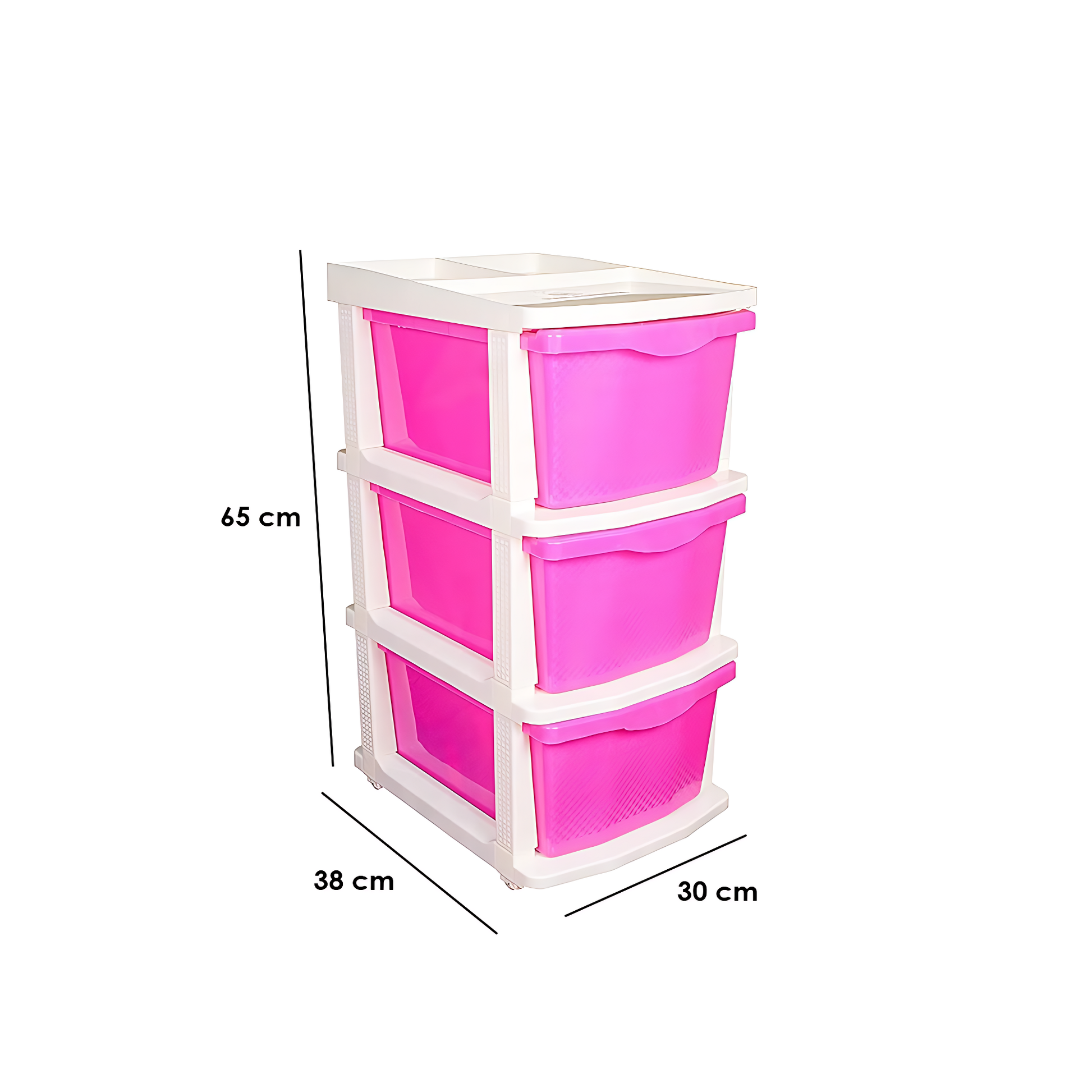 PARASNATH Boxo 3 Layer (Pink) Multi-Purpose Modular Drawer Storage System for Home and Office with Trolley Wheels and Anti-Slip Shoes - PARASNATH