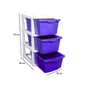 PARASNATH Boxo 3 Layer (Purple) Multi-Purpose Modular Drawer Storage System for Home and Office with Trolley Wheels and Anti-Slip Shoes - PARASNATH