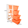 PARASNATH Boxo 4 Layer (Orange) Multi-Purpose Modular Drawer Storage System for Home and Office with Trolley Wheels and Anti-Slip Shoes - PARASNATH
