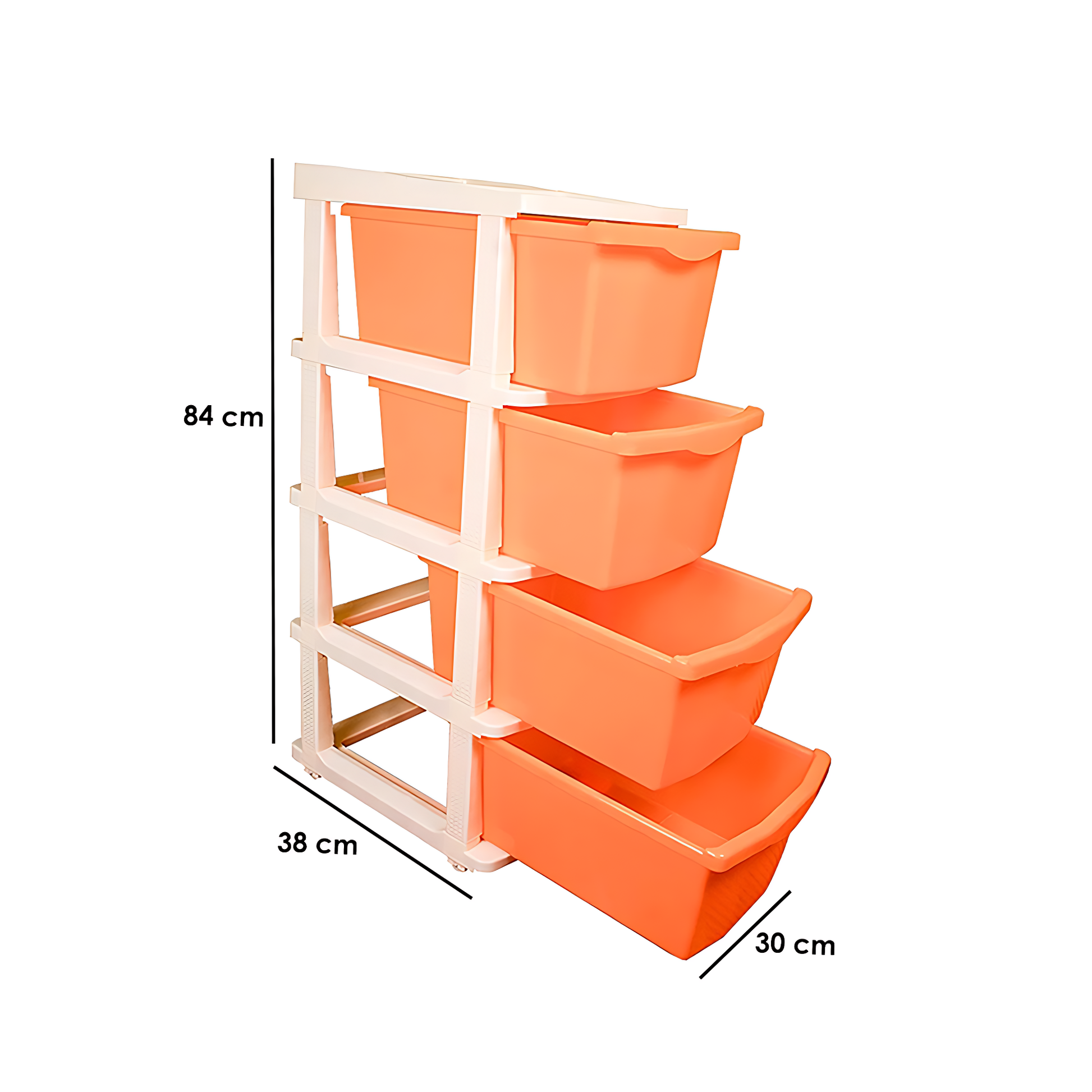 PARASNATH Boxo 4 Layer (Orange) Multi-Purpose Modular Drawer Storage System for Home and Office with Trolley Wheels and Anti-Slip Shoes - PARASNATH