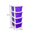 PARASNATH Boxo 4 Layer (Purple) Multi-Purpose Modular Drawer Storage System for Home and Office with Trolley Wheels and Anti-Slip Shoes - PARASNATH