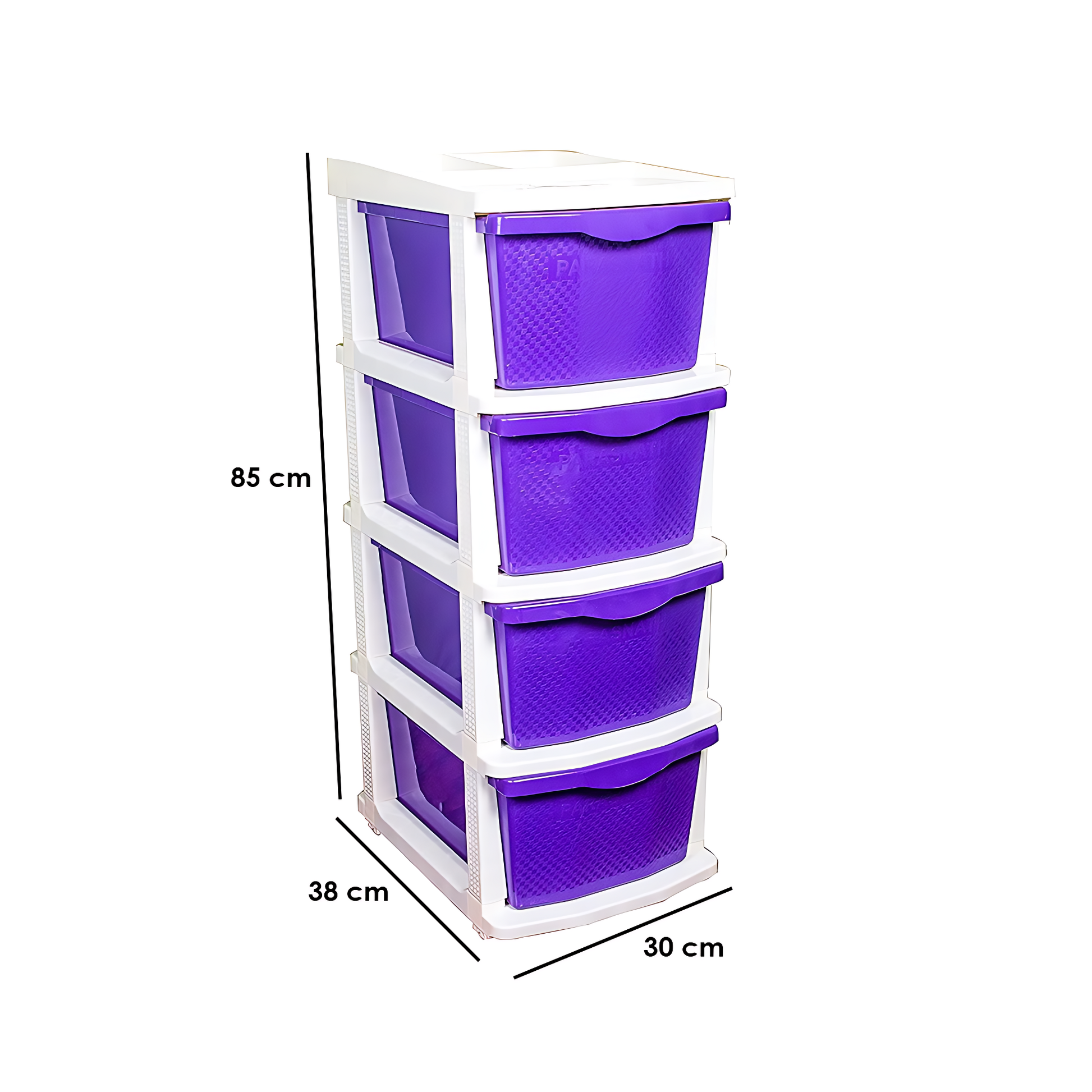 PARASNATH Boxo 4 Layer (Purple) Multi-Purpose Modular Drawer Storage System for Home and Office with Trolley Wheels and Anti-Slip Shoes - PARASNATH