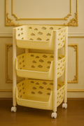 PARASNATH SKEP 3 Layer Basket Fruit & Vegetable Trolley (Ivory Colour) for Home and Kitchen Fruit Basket Storage Rack Organizer Holders kitchen trolley - Made In India - PARASNATH