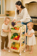 PARASNATH SKEP 3 Layer Basket Fruit & Vegetable Trolley (Ivory Colour) for Home and Kitchen Fruit Basket Storage Rack Organizer Holders kitchen trolley - Made In India - PARASNATH