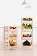 PARASNATH SKEP 3 Layer Basket Fruit & Vegetable Trolley (Ivory Colour) for Home and Kitchen Fruit Basket Storage Rack Organizer Holders kitchen trolley - Made In India - PARASNATH