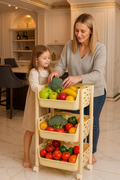 PARASNATH SKEP 3 Layer Basket Fruit & Vegetable Trolley (Ivory Colour) for Home and Kitchen Fruit Basket Storage Rack Organizer Holders kitchen trolley - Made In India - PARASNATH