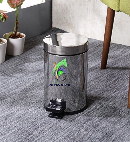 Parasnath Stainless Steel Plain Pedal Dustbin With Plastic Bucket (8''X13''- 7 Liter) - PARASNATH