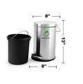Parasnath Stainless Steel Plain Pedal Dustbin With Plastic Bucket (8''X13''- 7 Liter) - PARASNATH